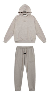 Fear of God Essentials Silicone Logo Hoodie & Sweatpants Set Oat Heather