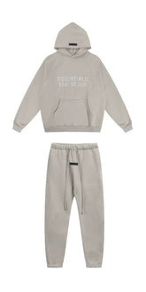 Fear of God Essentials Double Line Hoodie & Sweatpants Set Silver Grey