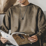 #MS-9806# American retro suede sweatshirt long-sleeved T-shirt