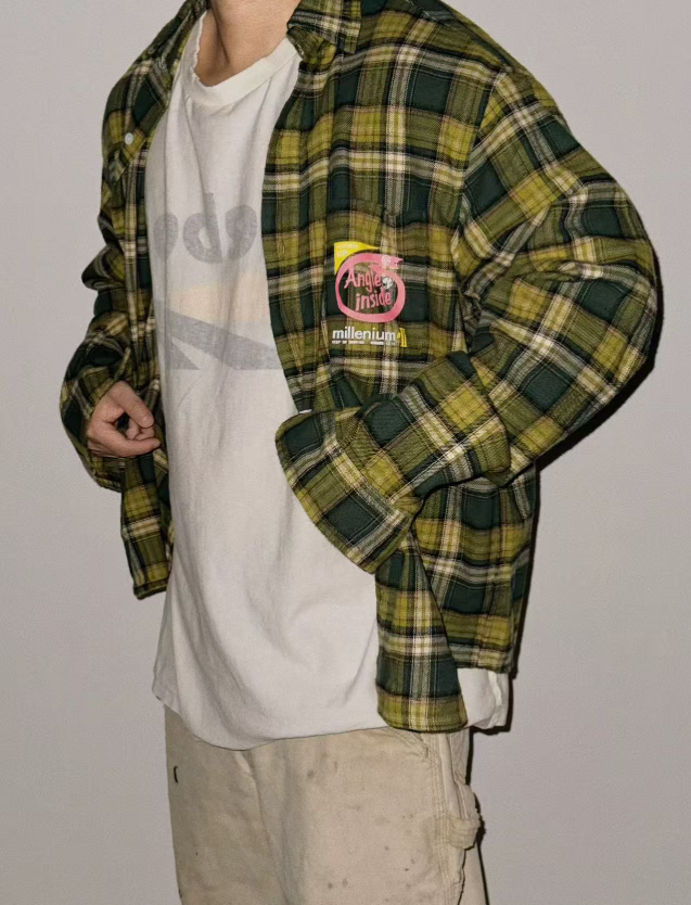 False Perception Angle Inside Plaid Flannel Shirt