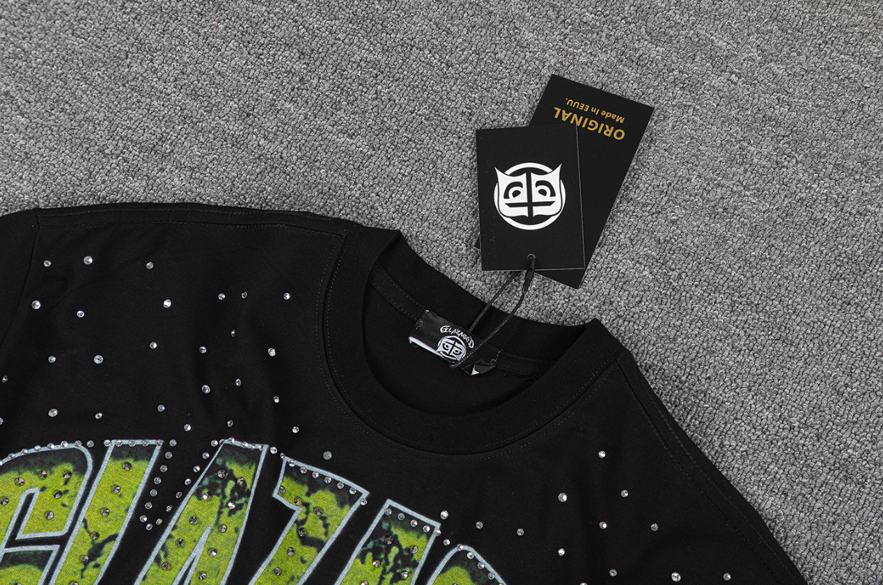 GLAZAGOD 2030 Rhinestone Electric Graphic T-Shirt