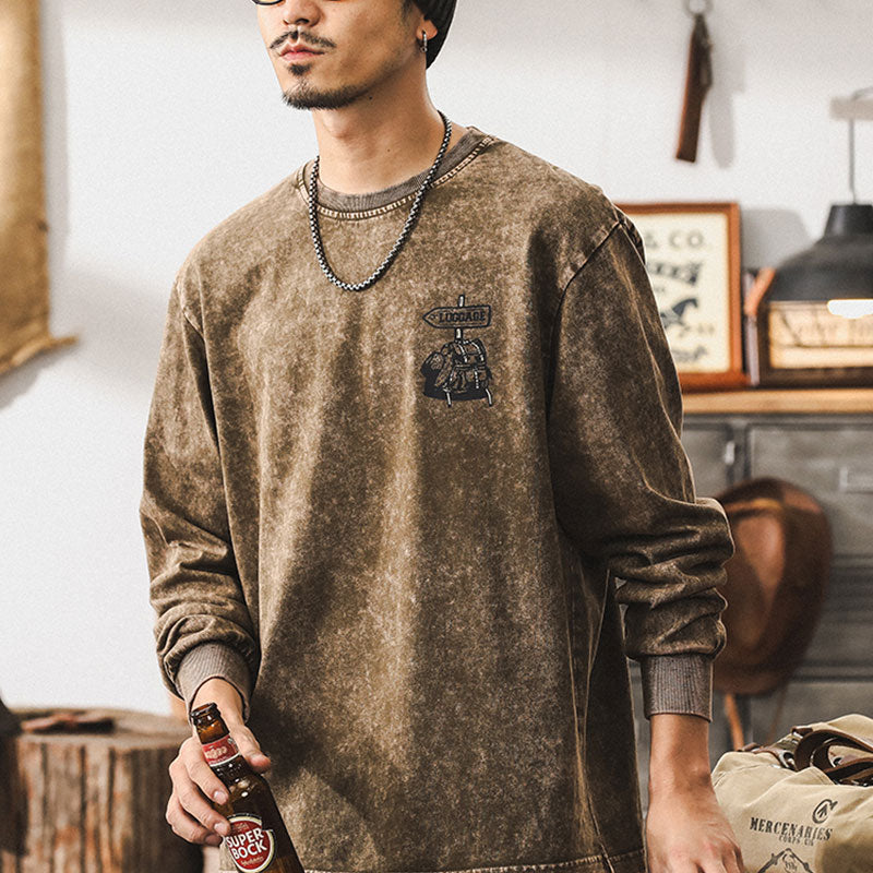 #BJ-YTX596# American retro long-sleeved T-shirt