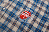 False Perception Rolling Stones Blue Brown Plaid Flannel