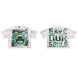 Rare Peace Enraged Save Our Souls Monster Screaming Crop Tee - Tie Dye White Pink