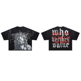 Rare Peace America First Jesus Crown of Thorns Sorry for the Rest of the World Crop Tee - Brown