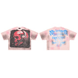 Rare Peace No Longer Human Welcome to the Dark One 2.0 Skull Gas Mask Graphic Tee - Pink