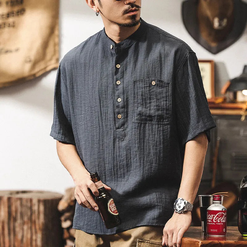 #A129-T234# Japanese workwear short-sleeved shirt