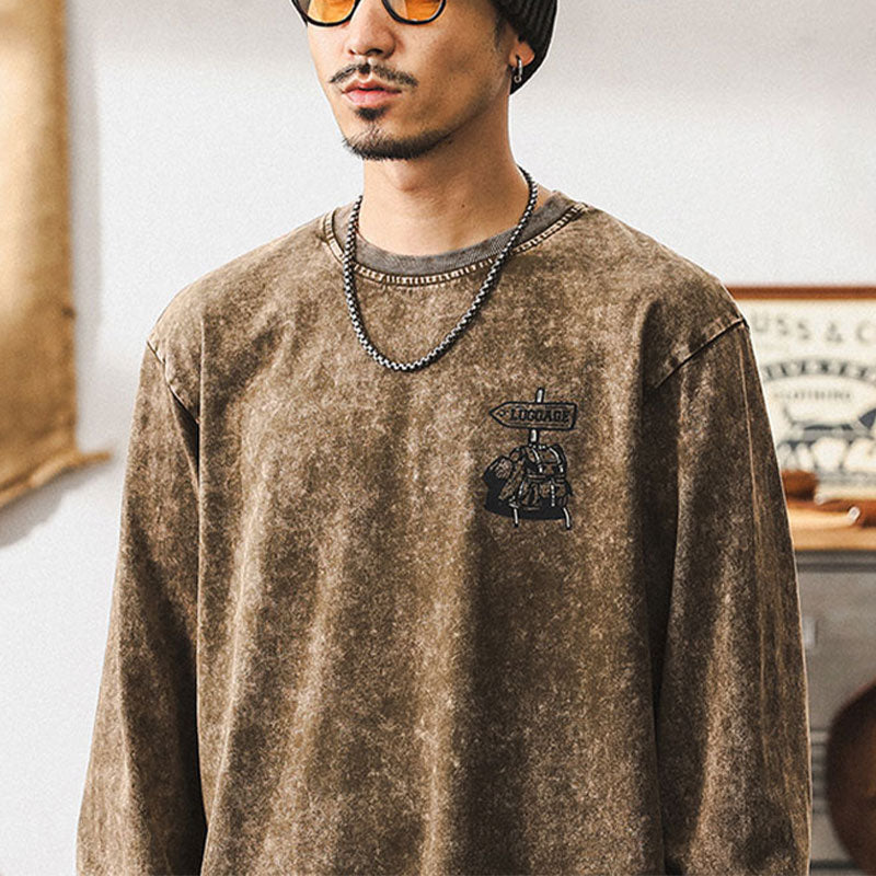 #BJ-YTX596# American retro long-sleeved T-shirt