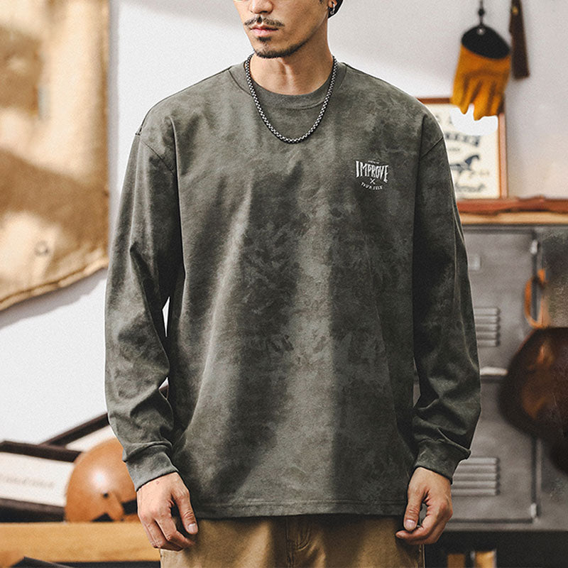 #LK-XZQ9617# American retro long-sleeved T-shirt