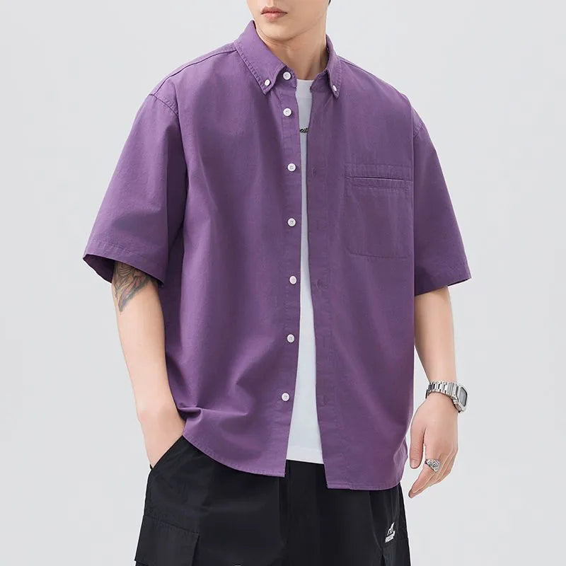 #A129-T228# Japanese workwear short-sleeved shirt