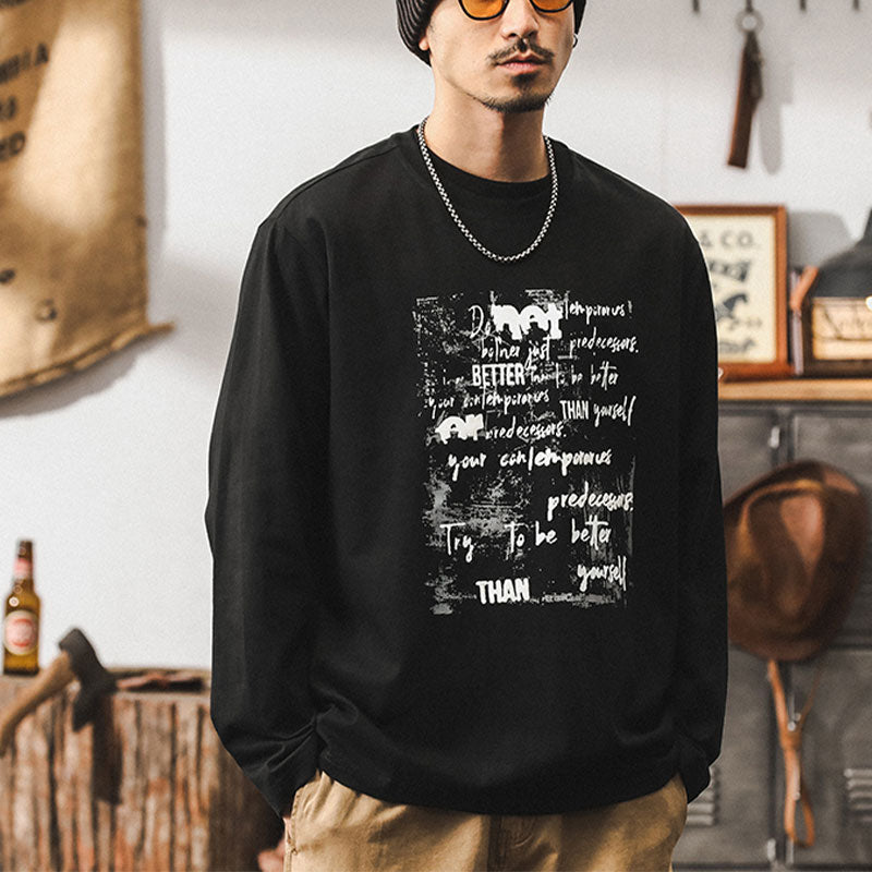 #HZ-YTX598# American retro t-shirt long sleeves