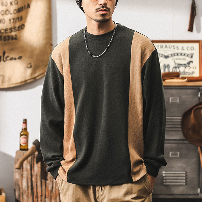 #HY-YTX584# American strip texture long-sleeved T-shirt