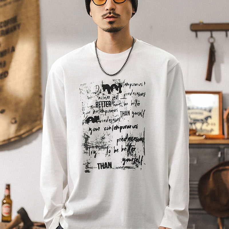 #HZ-YTX598# American retro t-shirt long sleeves