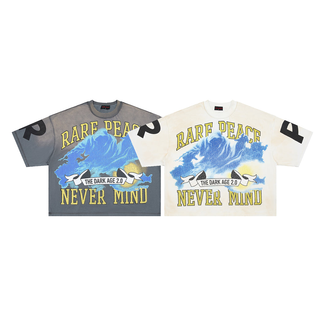 Rare Peace Never Mind The Dark Age 2.0 SOS The End of an Era Crop Tee - Cream