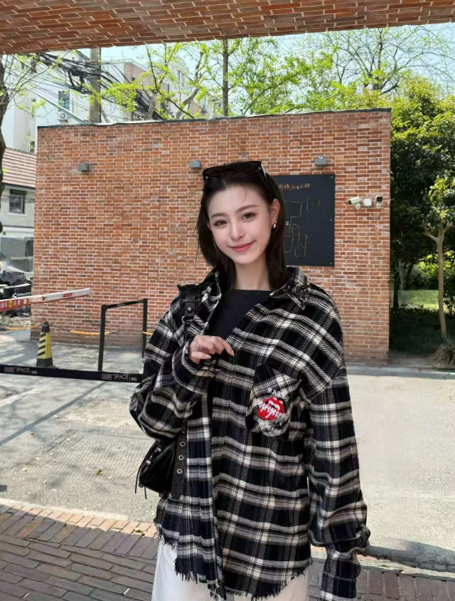 False Perception Rolling Stones Black Plaid Flannel