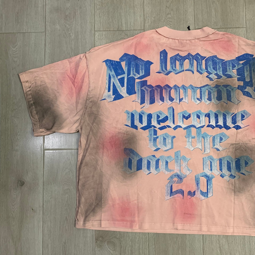 Rare Peace No Longer Human Welcome to the Dark One 2.0 Skull Gas Mask Graphic Tee - Pink