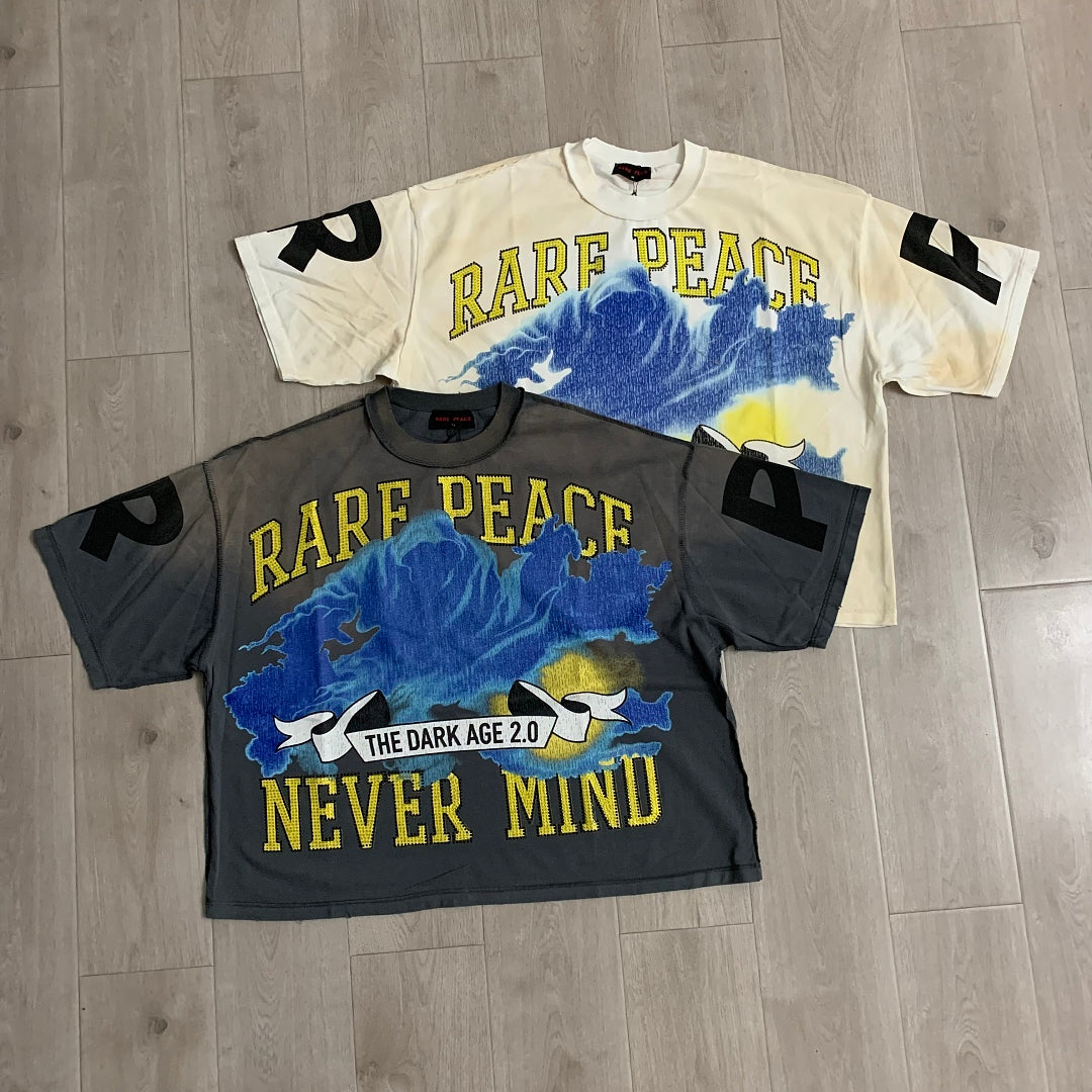 Rare Peace Never Mind The Dark Age 2.0 SOS The End of an Era Crop Tee - Cream
