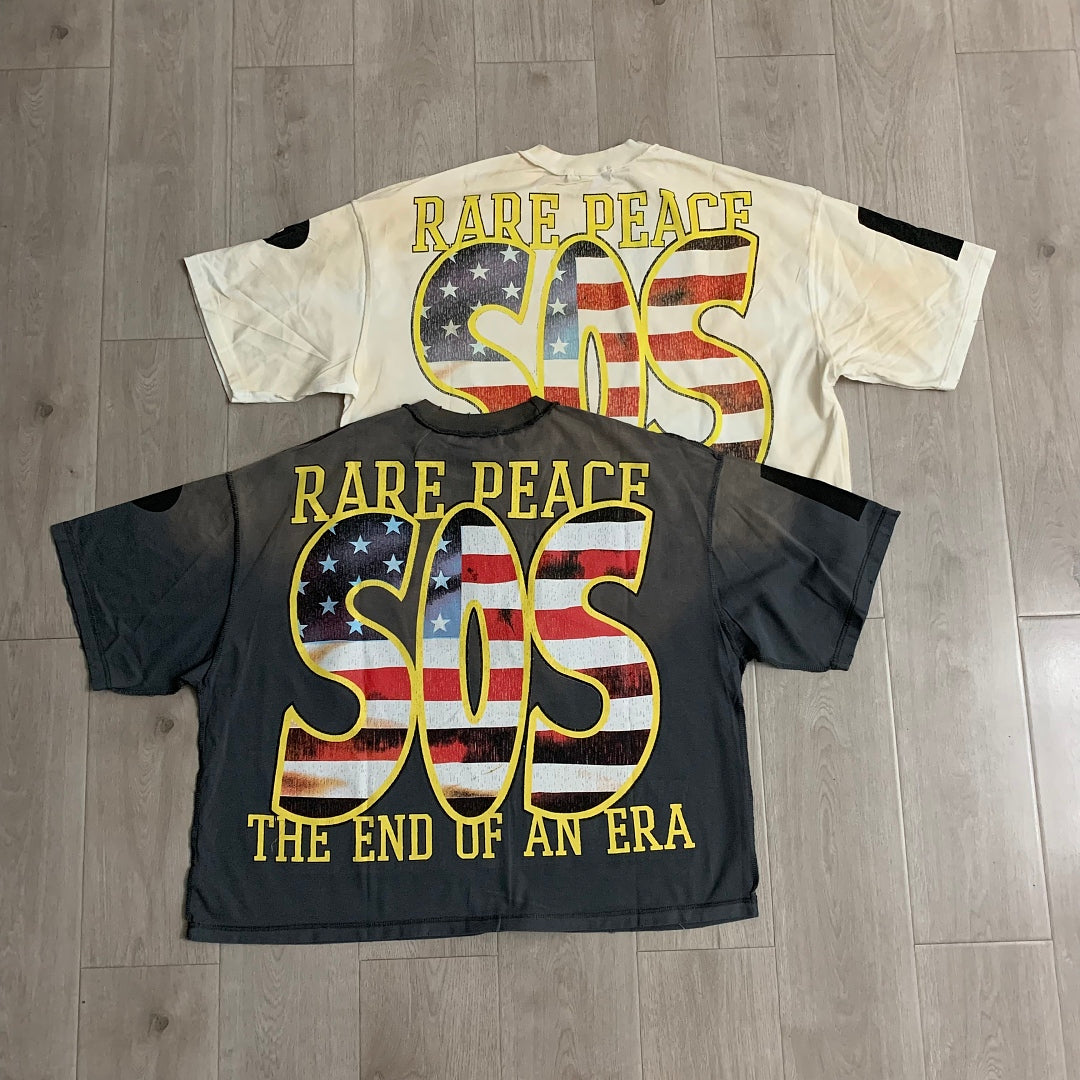 Rare Peace Never Mind The Dark Age 2.0 SOS The End of an Era Crop Tee - Cream