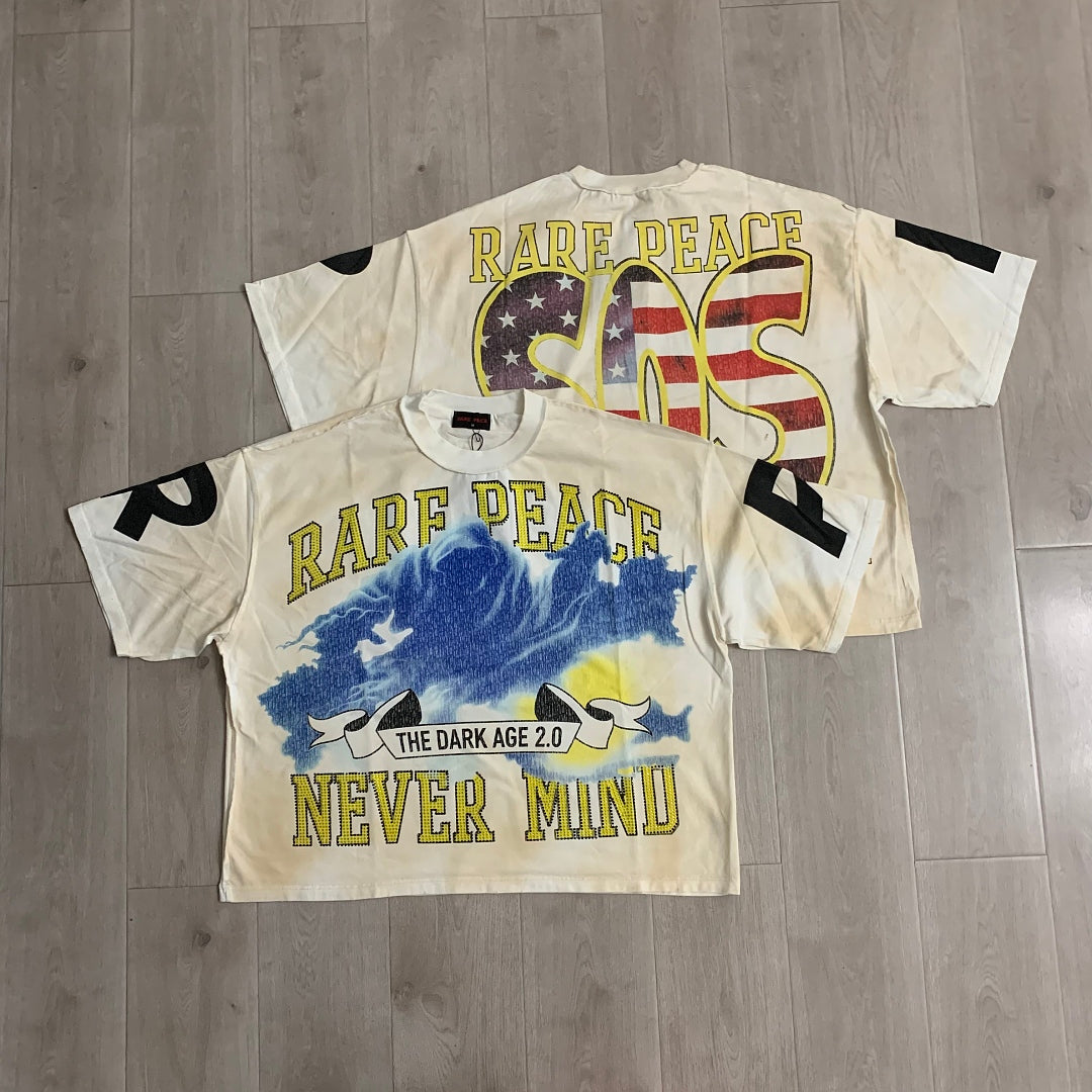 Rare Peace Never Mind The Dark Age 2.0 SOS The End of an Era Crop Tee - Cream