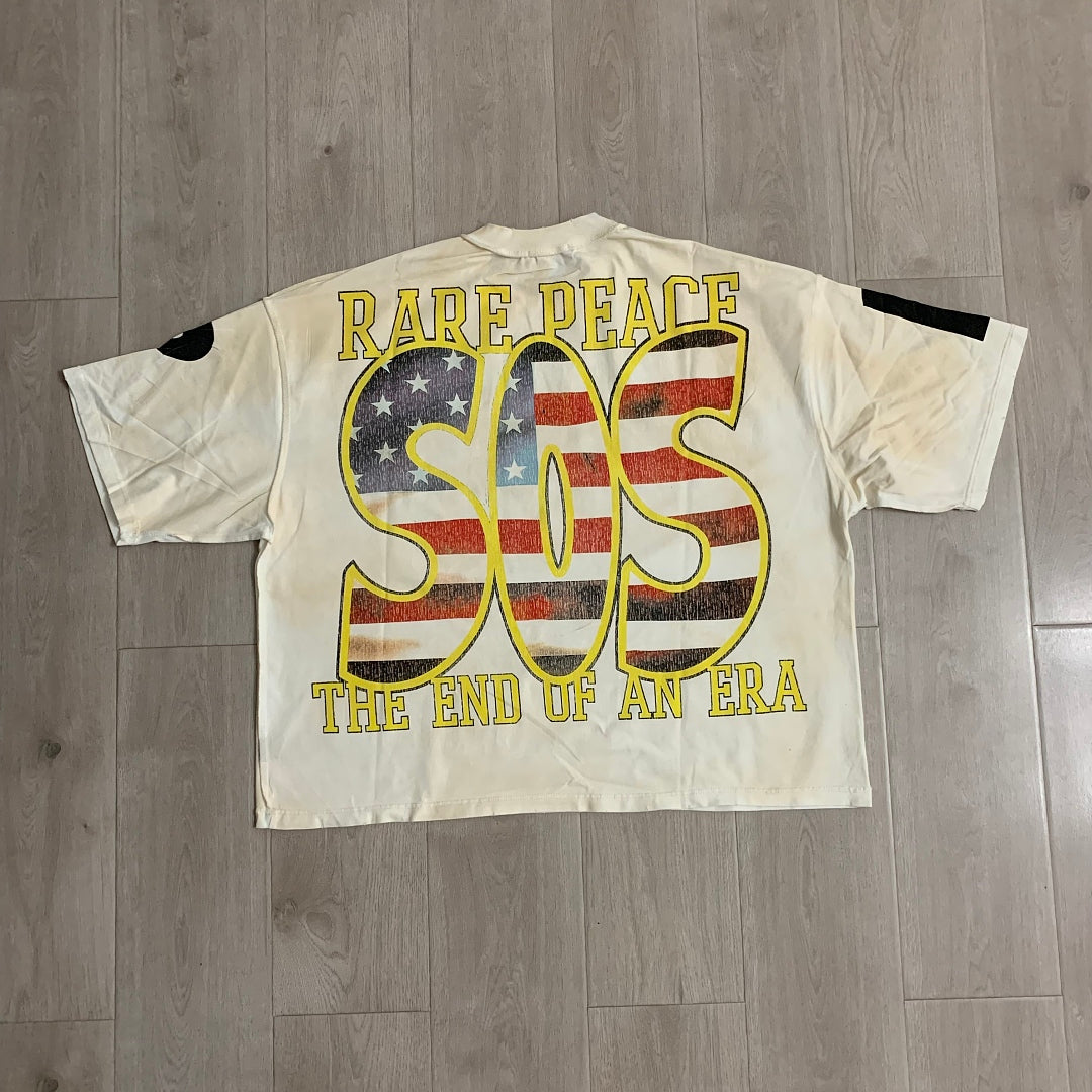 Rare Peace Never Mind The Dark Age 2.0 SOS The End of an Era Crop Tee - Cream