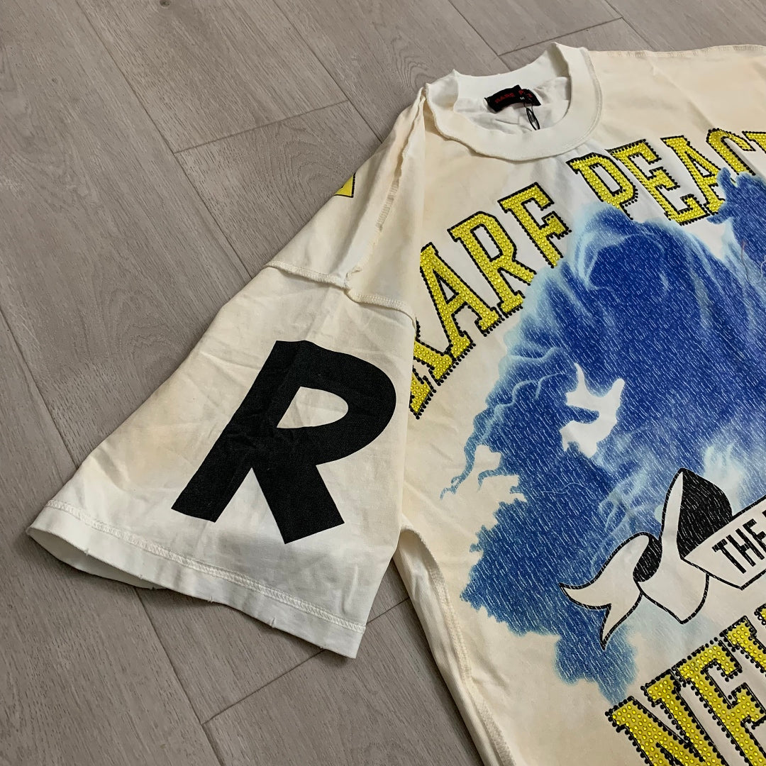 Rare Peace Never Mind The Dark Age 2.0 SOS The End of an Era Crop Tee - Cream