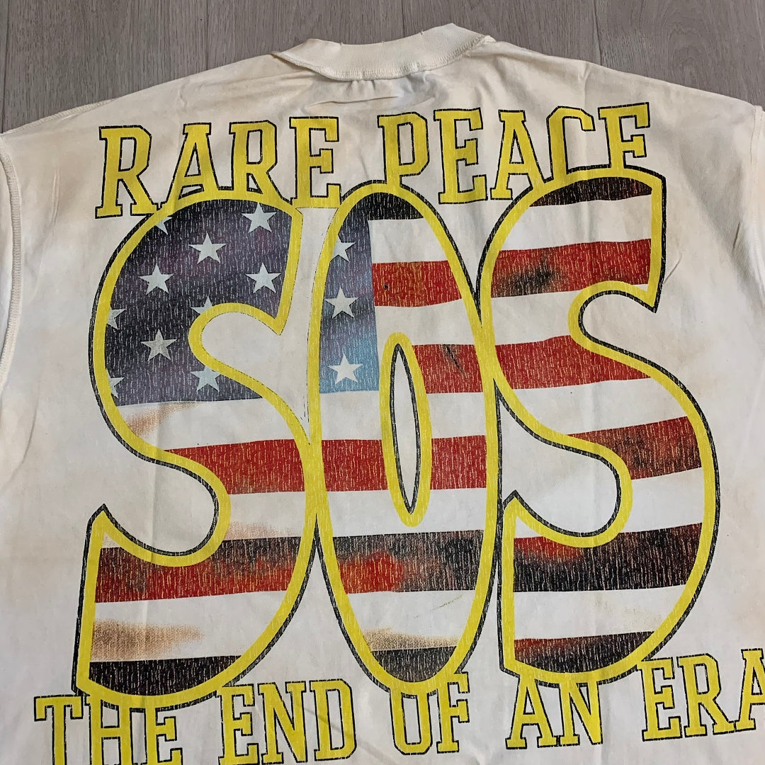 Rare Peace Never Mind The Dark Age 2.0 SOS The End of an Era Crop Tee - Cream