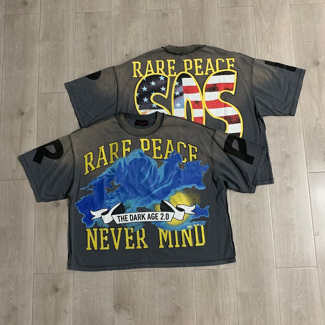 Rare Peace Never Mind The Dark Age 2.0 SOS The End of an Era Crop Tee - Cream