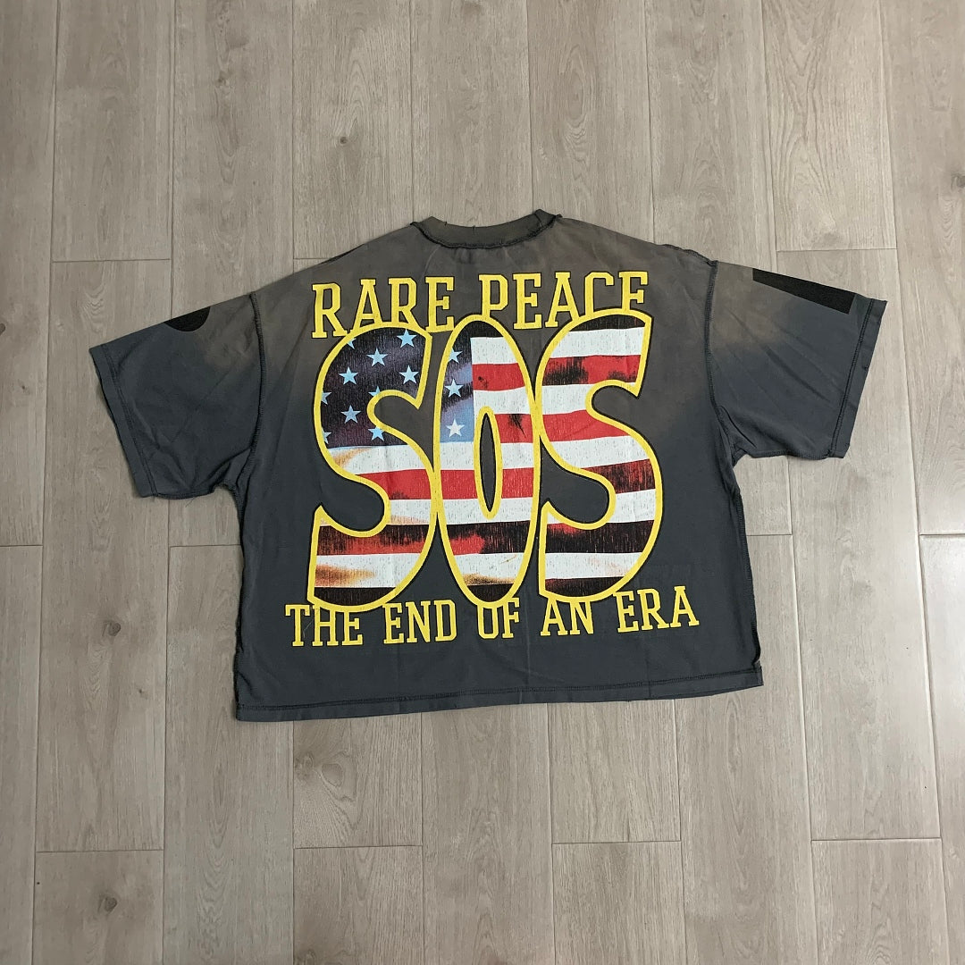 Rare Peace Never Mind The Dark Age 2.0 SOS The End of an Era Crop Tee - Cream