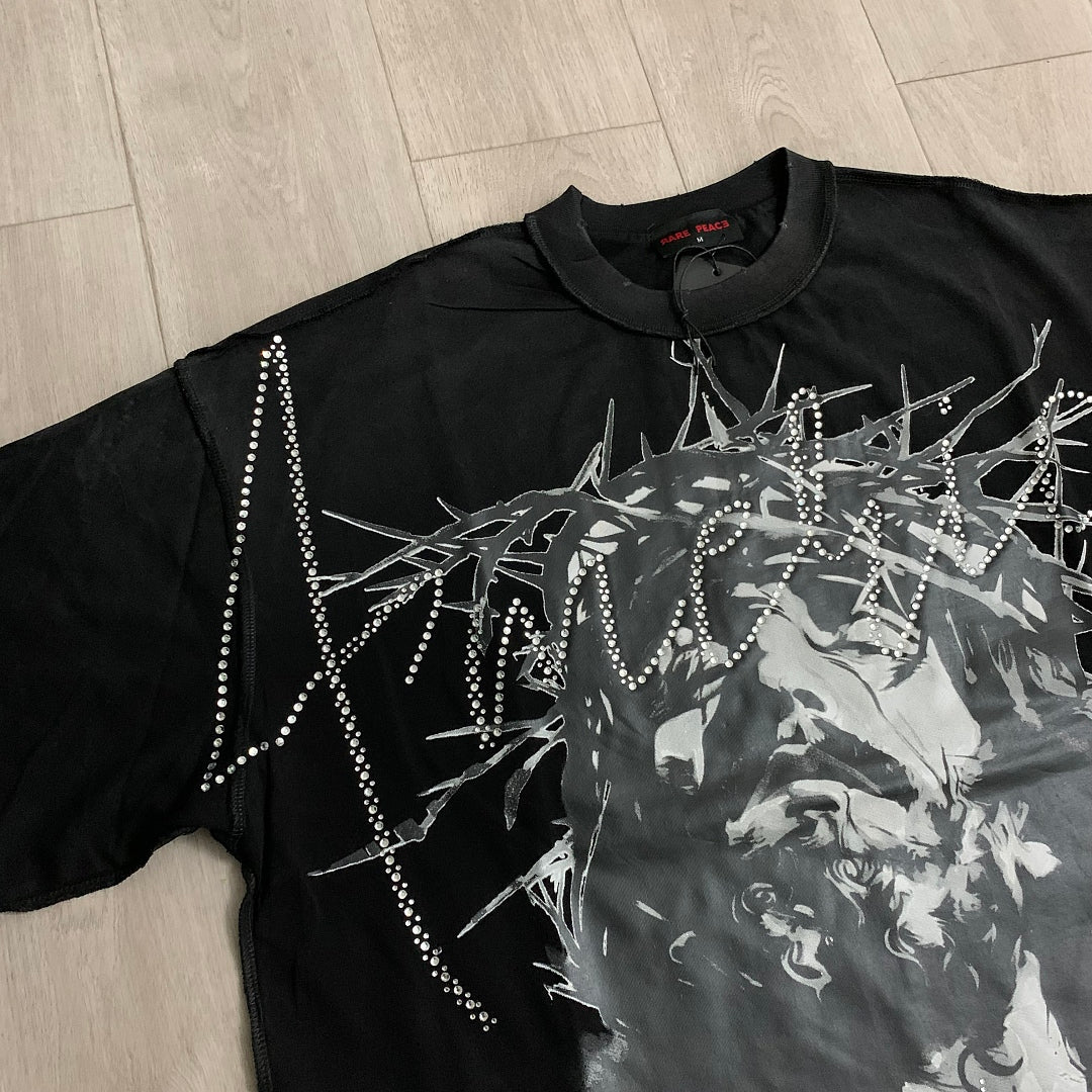 Rare Peace America First Jesus Crown of Thorns Sorry for the Rest of the World Crop Tee - Brown