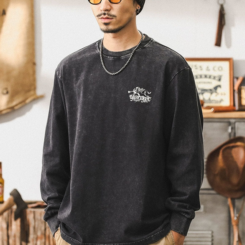 #BJ-YTX603# American retro long-sleeved T-shirt