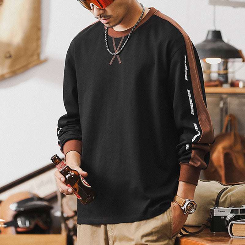 #HZ-MK5011# American retro long-sleeved T-shirt