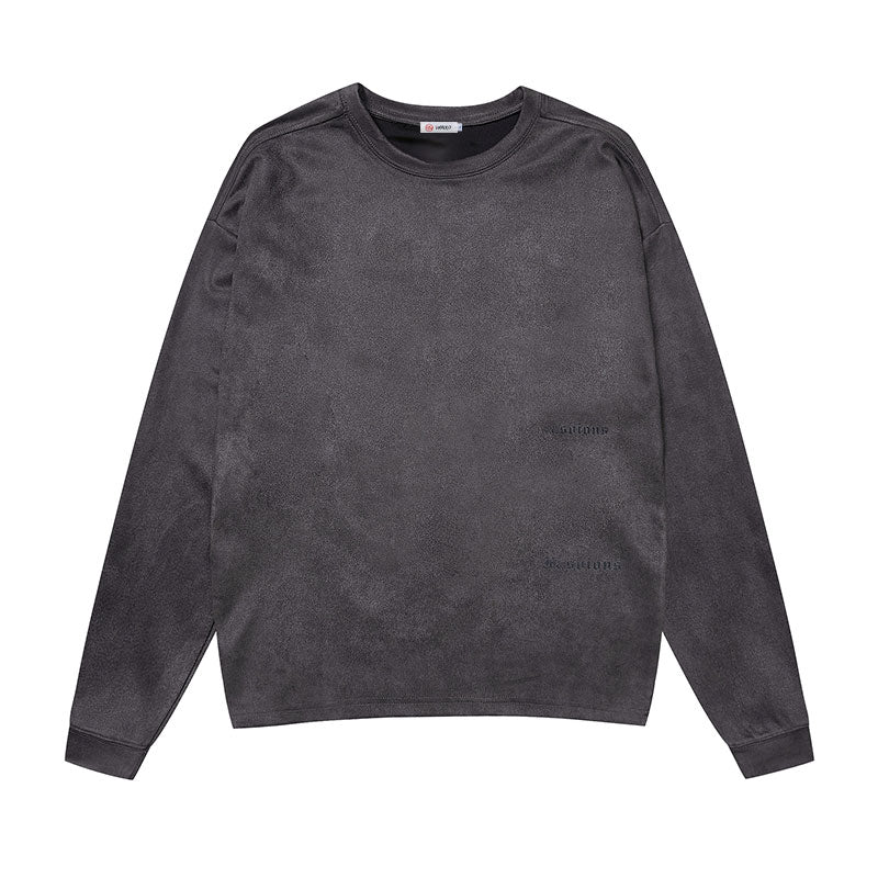 #MS-9806# American retro suede sweatshirt long-sleeved T-shirt