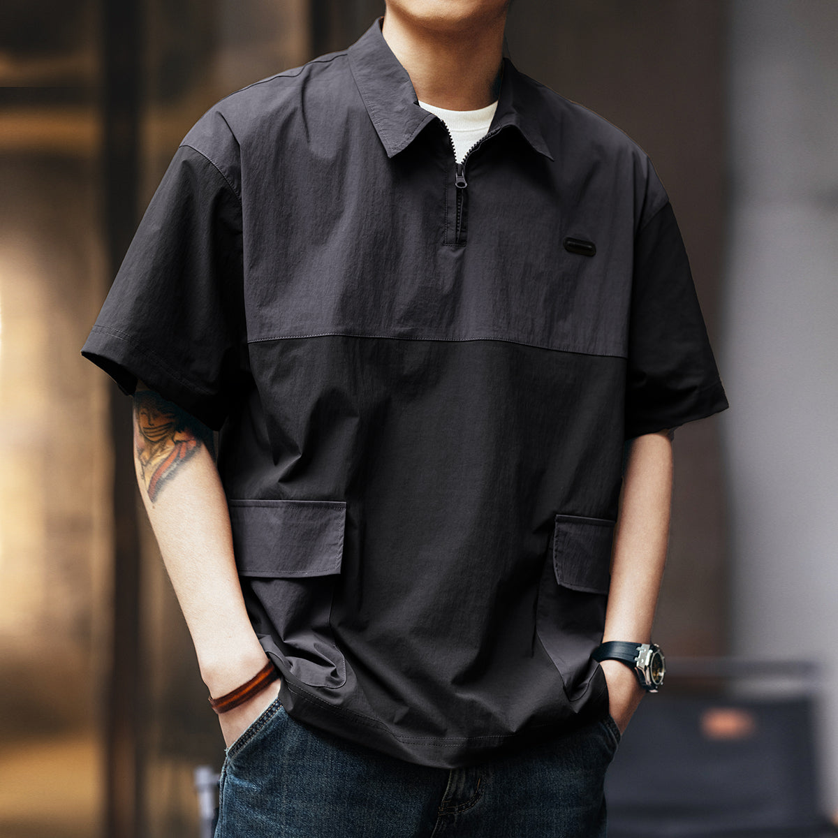 #ML-619-CX# American style short-sleeved shirt