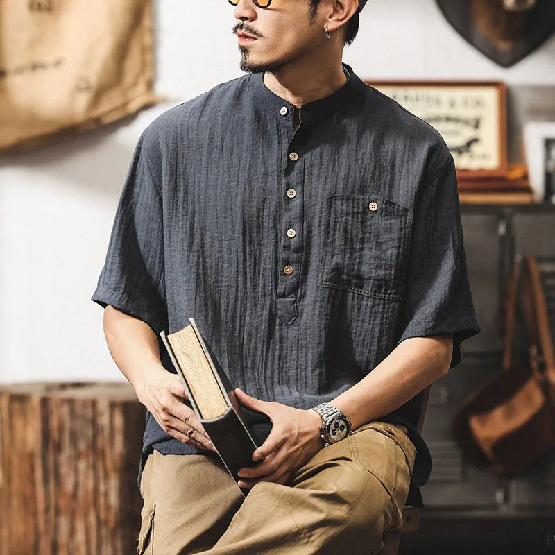 #A129-T234# Japanese workwear short-sleeved shirt