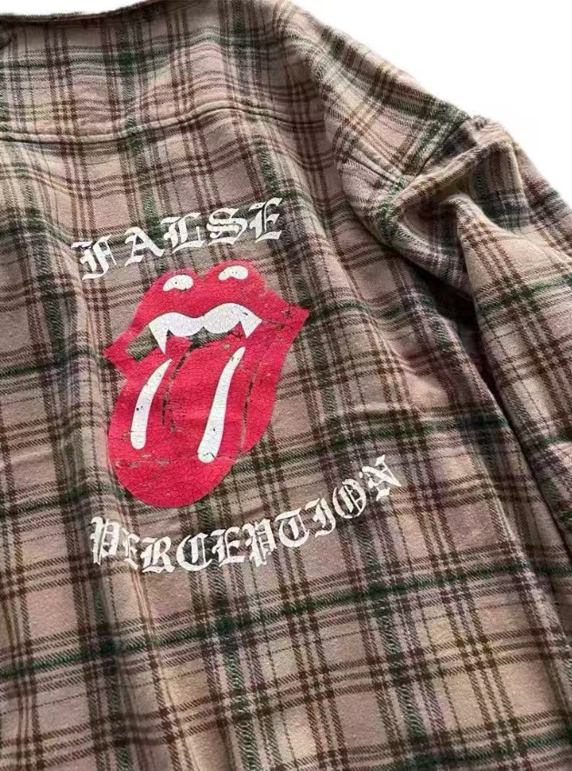 False Perception Rolling Stones Brown Cream Flannel