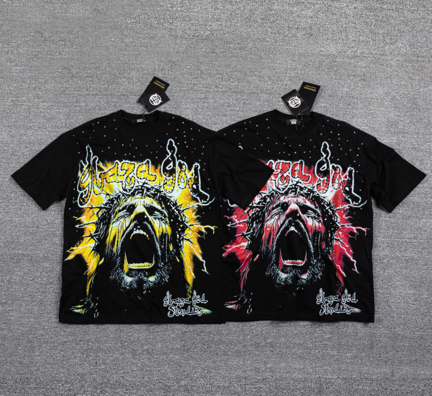 GLAZA GOD Thorns Rhinestone Lightning Graphic T-Shirt