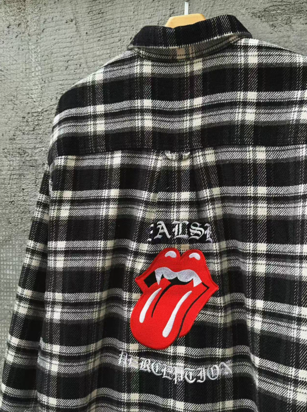 False Perception Rolling Stones Black Plaid Flannel
