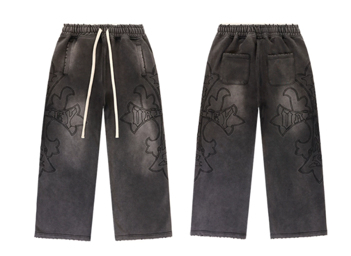 Vale Forever Gothic Cross Washed Black Sweatpants