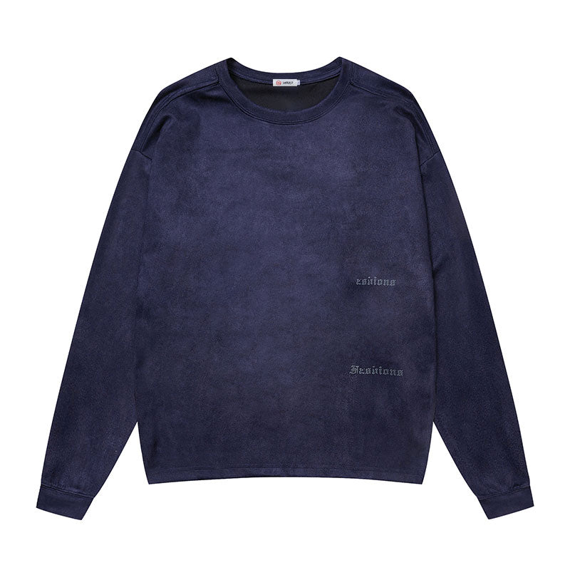 #MS-9806# American retro suede sweatshirt long-sleeved T-shirt