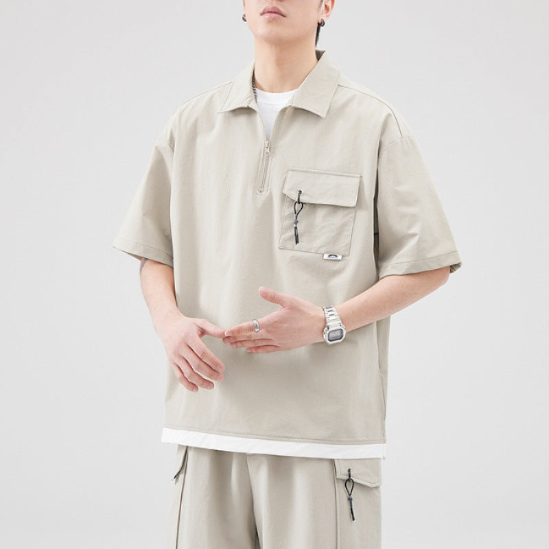 #LX-Z843# Japanese trendy short-sleeved shirt