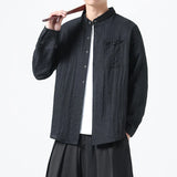 #305A-30530# Japanese style cotton and linen long-sleeved shirt