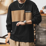 #MKQS-5012-ST# American retro long-sleeved T-shirt with contrasting colors