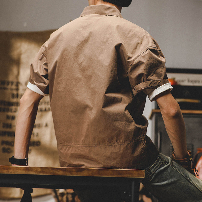 #MS-SJ-Q1-6031# American workwear collared short-sleeved T-shirt