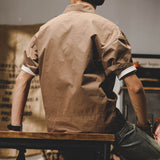 #MS-SJ-Q1-6031# American workwear collared short-sleeved T-shirt