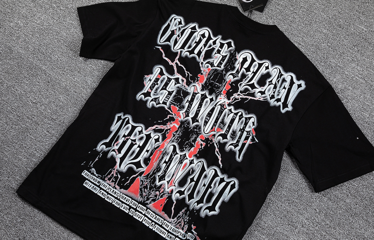 GLAZA GOD Thorns Rhinestone Lightning Graphic T-Shirt