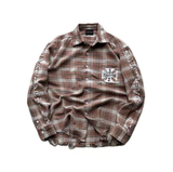 False Perception Cracked Cross Distressed Plaid Flannel
