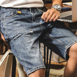 #HLK-8630-2-ST# American retro ripped denim shorts