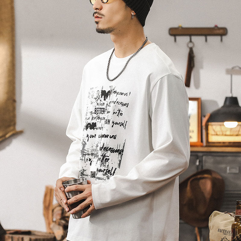 #HZ-YTX598# American retro t-shirt long sleeves