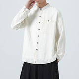#305A-30530# Japanese style cotton and linen long-sleeved shirt