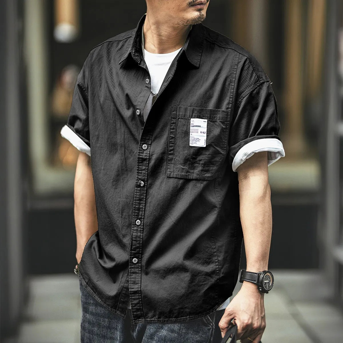 #Q1-6030-ST# Japanese workwear short-sleeved shirt